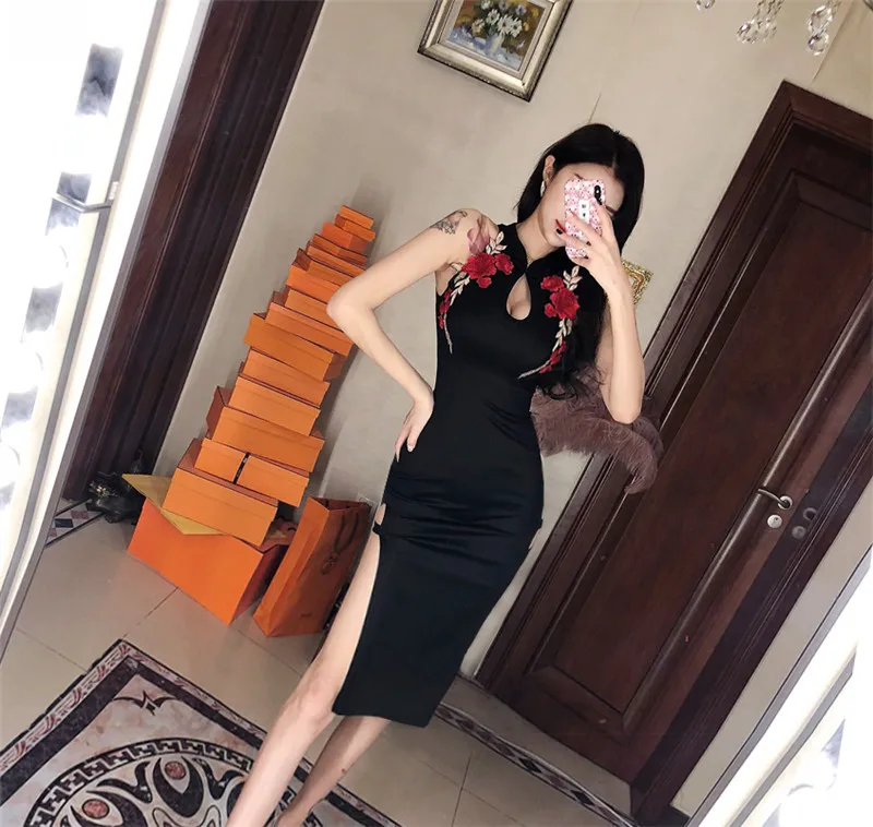 Сексуальное платье для ночного клуба женское Открытое с цветочным принтом