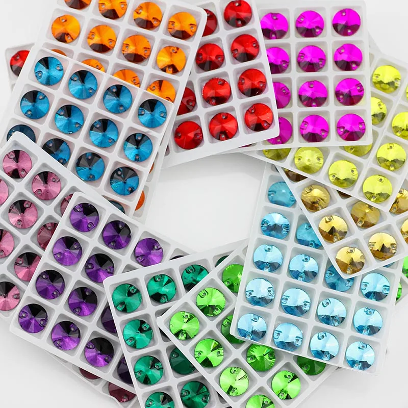 Стеклянные стразы QL разных цветов круглые с плоской задней поверхностью для