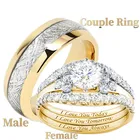 кольцо женское парные кольца набор колец кольца набор обручальные кольца бесплатная доставПарные кольца для женщин, модный набор обручальных колец из муассанита и золота, мужские кольца из нержавеющей стали, игра колец