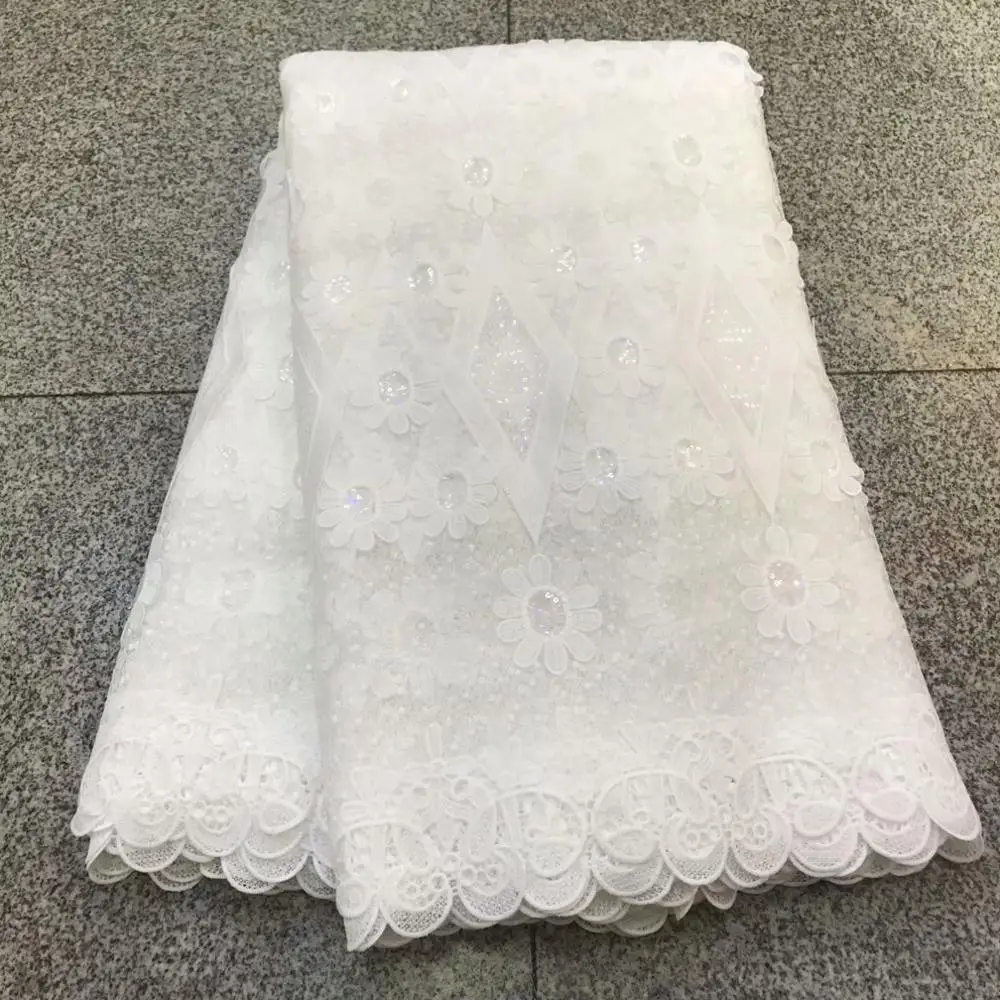 Высококачественная гипюровая кружевная ткань с блестками африканская