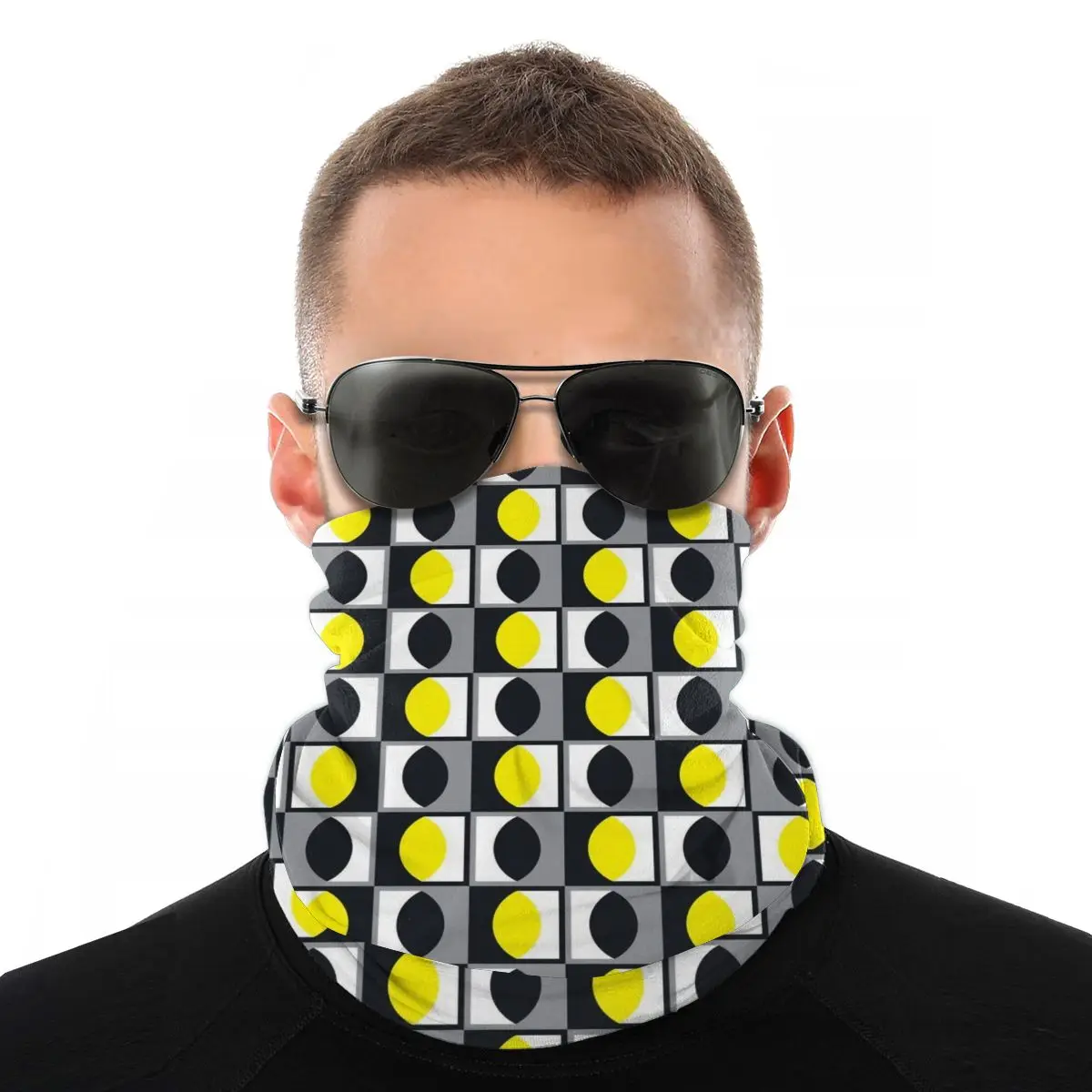 

Yellow Gray Curves Scarves Neck Face Mask Men Women Fashion Tube Mask Seamless Bandana Windproof Headwear Outdoor Climbing