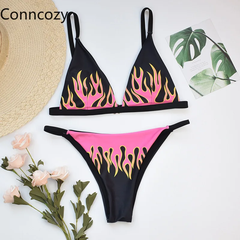 

2021 New Swimsuit Ladies Sexy Print Bikini Set Swimsuit Women V Waist 2 Piece Set Women Bathing Suits Woman String Bikini Traje
