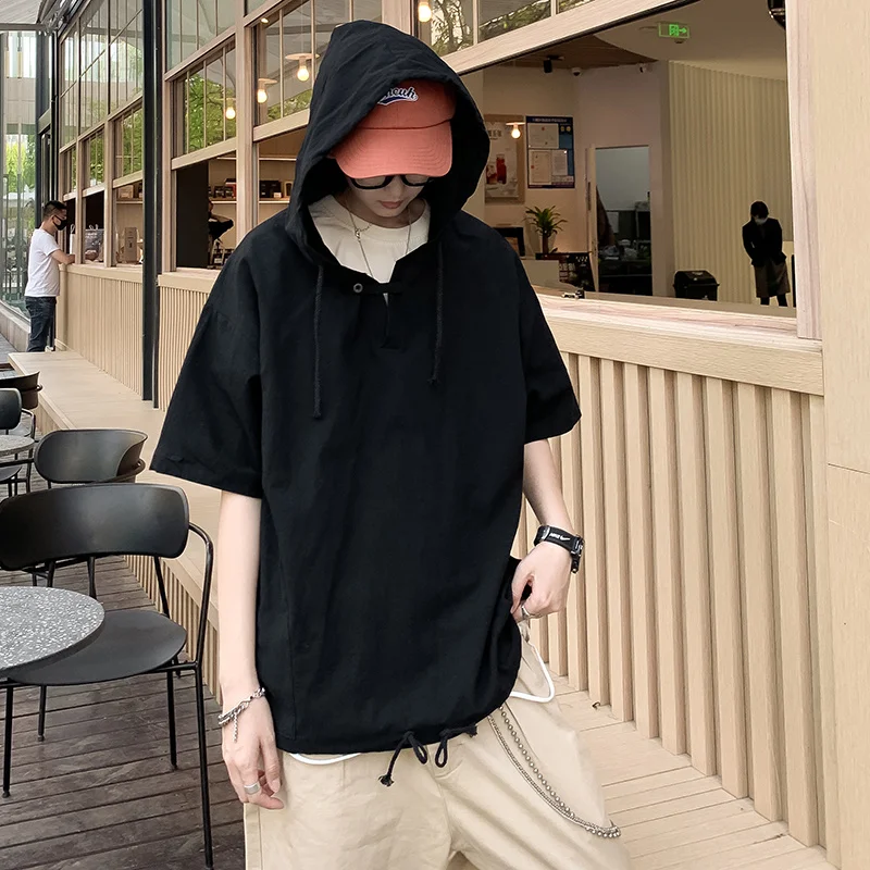 Футболка BXyichen в стиле Харадзюку/порта свободная футболка с капюшоном и ремешком