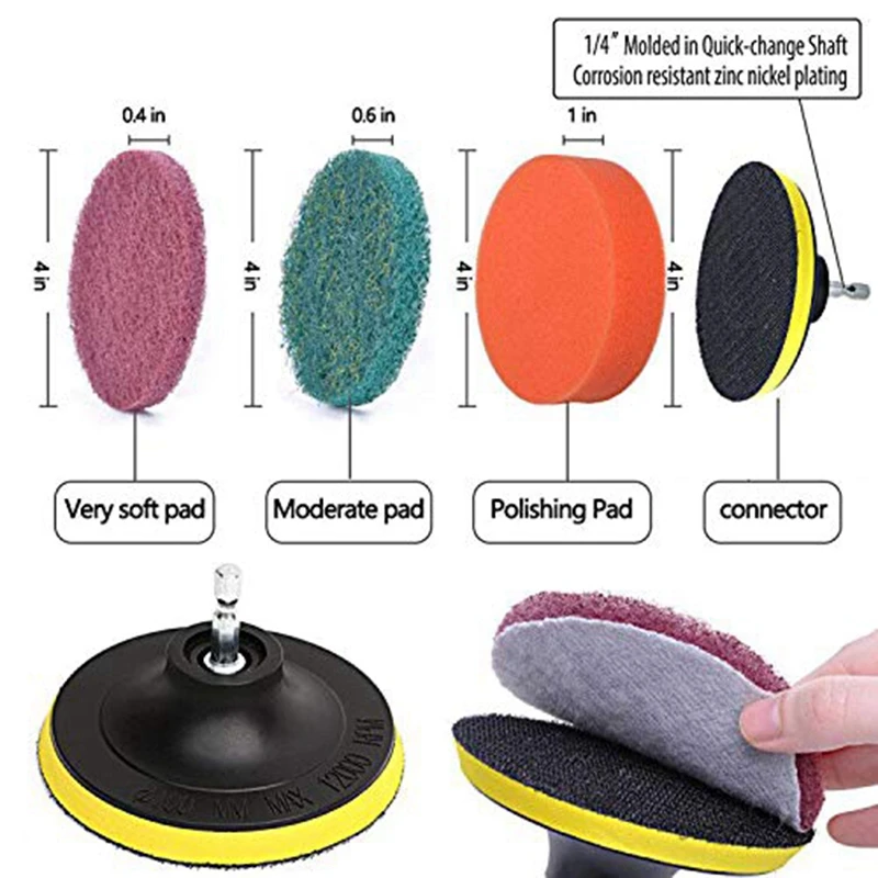 Универсальный Набор для очистки скруббера насадок дрели включая скрабы и губки