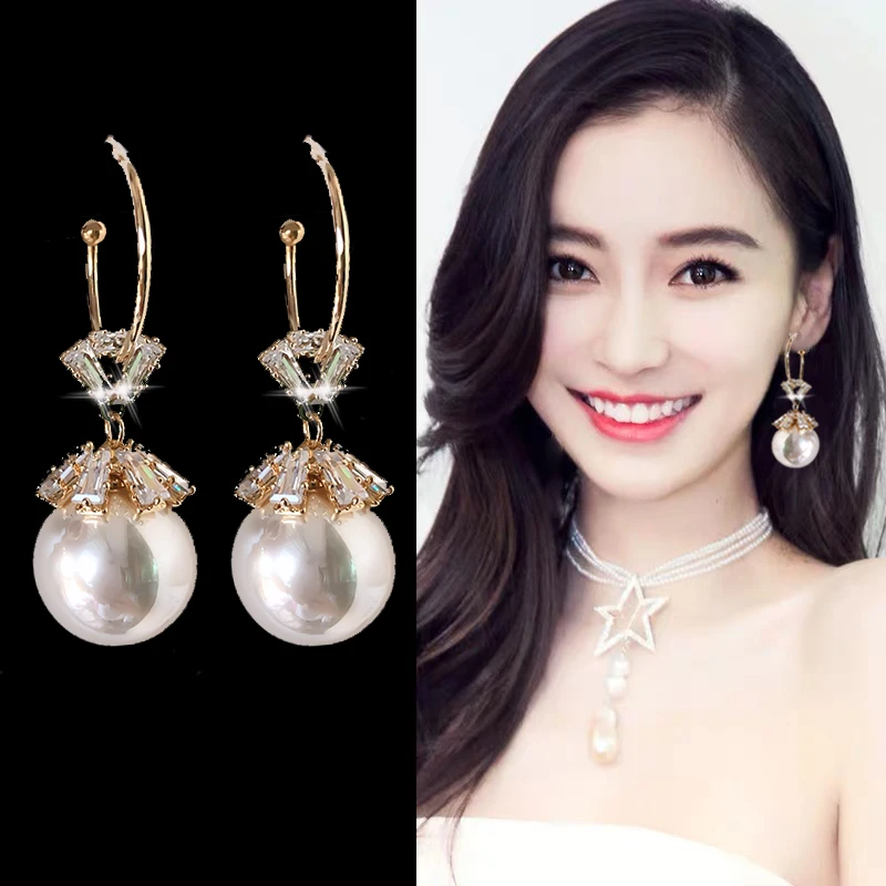 Новинка 2020 модные корейские Роскошные серьги в форме буквы с Стразы жемчугом и