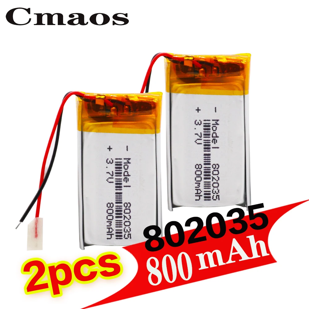 2 шт. 802035 3 7 v 800mah литий полимерная батарея Вольт ли бо ионным lipo аккумуляторные