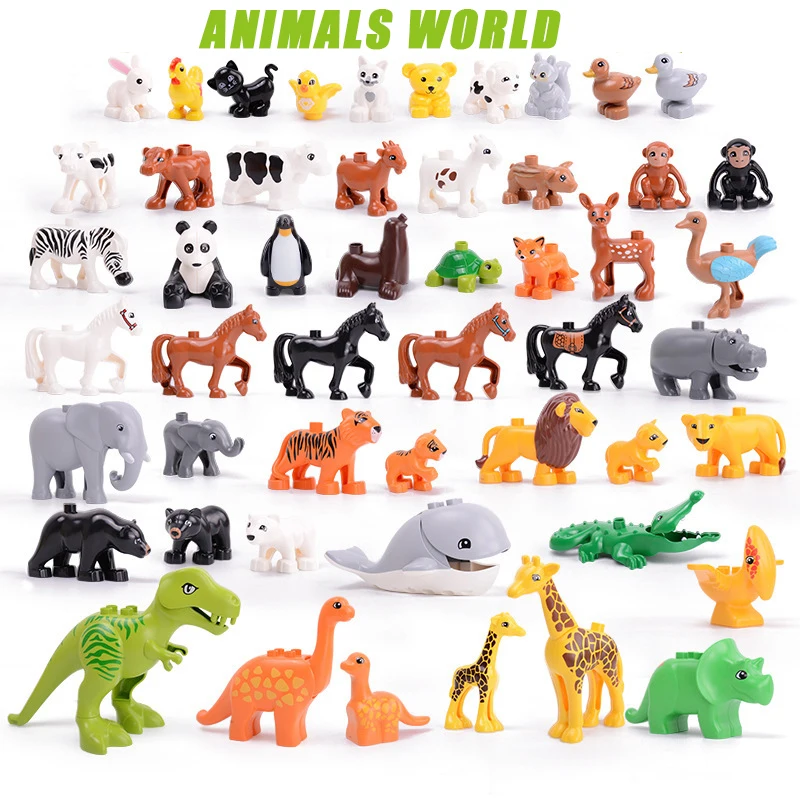 Toys Animal Series Big Figures Building Blocks Animals Educational Gifts Compatible Big Size Toys For Children Kids Xmas Gift