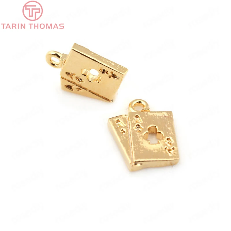 

(33512)10PCS 10*8.5MM 24K Gold Color Brass Play Card A Charms Pendants High Quality Diy Jewelry Findings Accessories wholesale