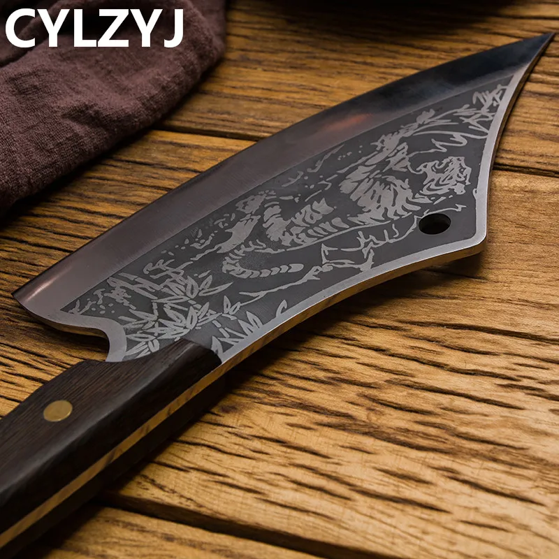 Нож кухонный из нержавеющей стали бытовой измельчитель с тигровым узором для