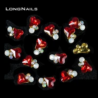 100pclot heart pile crystal charms rhinestones 24style bride red jewelry strass spring festival nail tip 3d jewelry 4096 4119