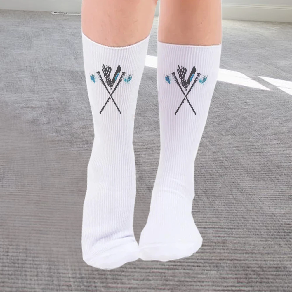 Женские белые чулки бриджи-вороны топор щит компас воин-принт летние длинные
