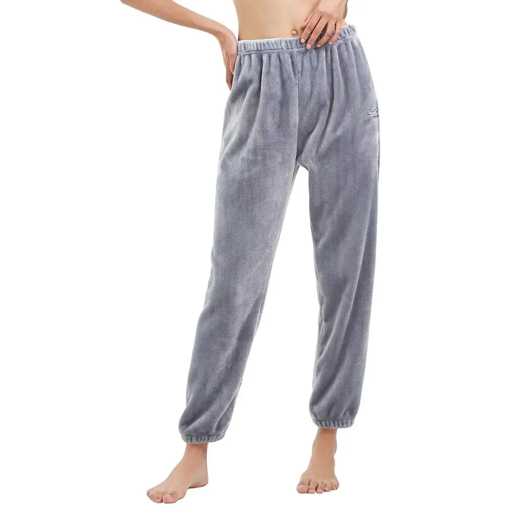 Gray-Flannel THREEGUN женские Пижамные шорты, укороченные штаны полной длины, кружевные Хлопковые женские штаны для сна, свободные штаны с эластичной резинкой на талии, домашние штаны, партия - Цвет: Gray-Flannel