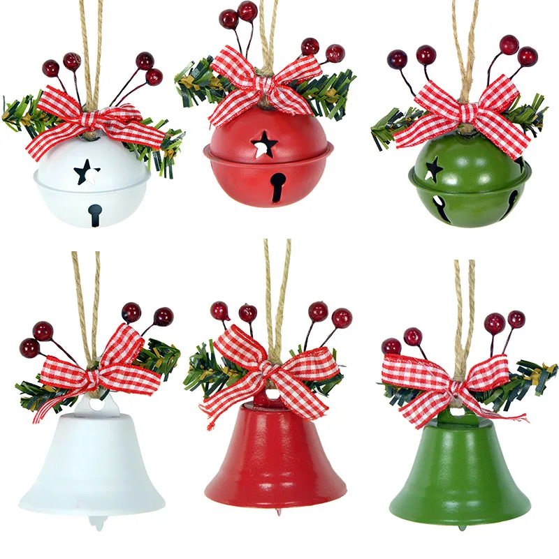 

2Pcs Christmas Jingle Bells Ornaments DIY Christmas Tree Wreath Bells Pendant with Holly Berry for Christmas Party Home Decor