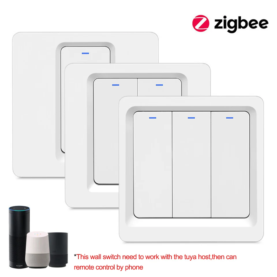 Умный настенный выключатель Tuya Zigbee ЕС 1 2 3 комплекта 200 в кнопочные переключатели