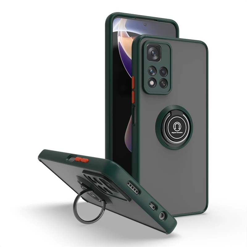 

Fashion Shockproof Phone Case For Xiaomi Redmi Note 11 PRO PLUS Car Magnetic Multi-function Bracket Matte Anti-fall Back Cover