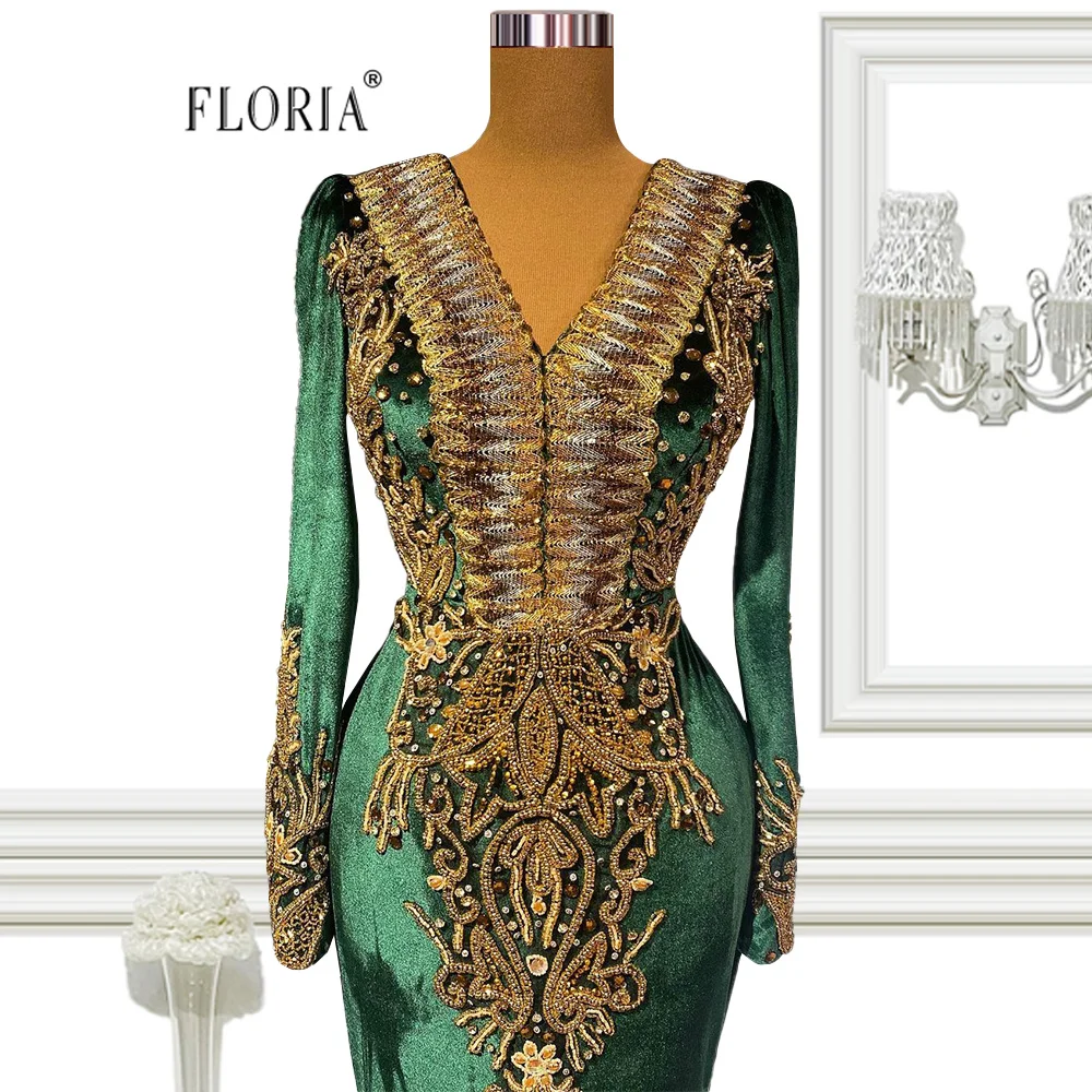 

Женское вечернее платье с длинными рукавами Floria, одежда для матери, марокканский кафтан с золотой аппликацией, муслиновые платья для выпуск...