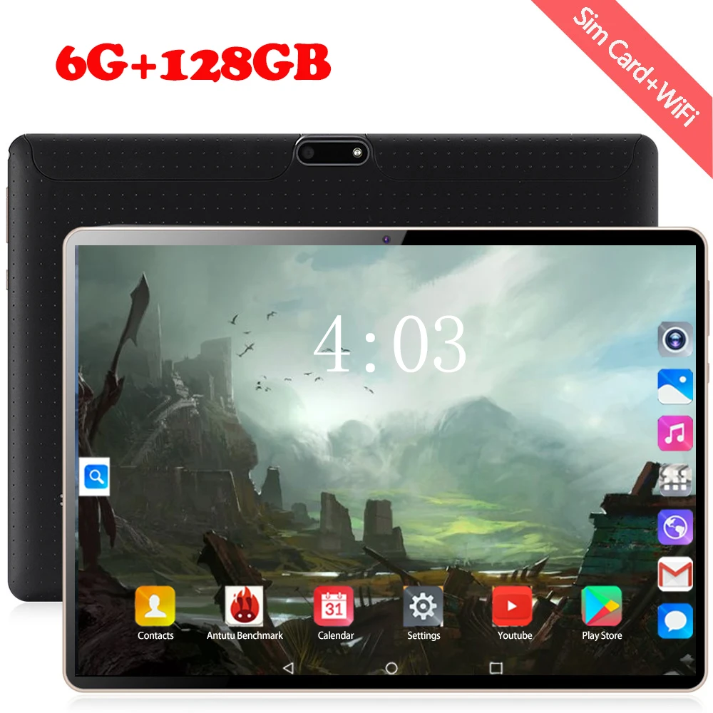 10-дюймовый планшет 3G с восьмиядерным процессором ОЗУ 6 ГБ ПЗУ 2021 Android 128 |