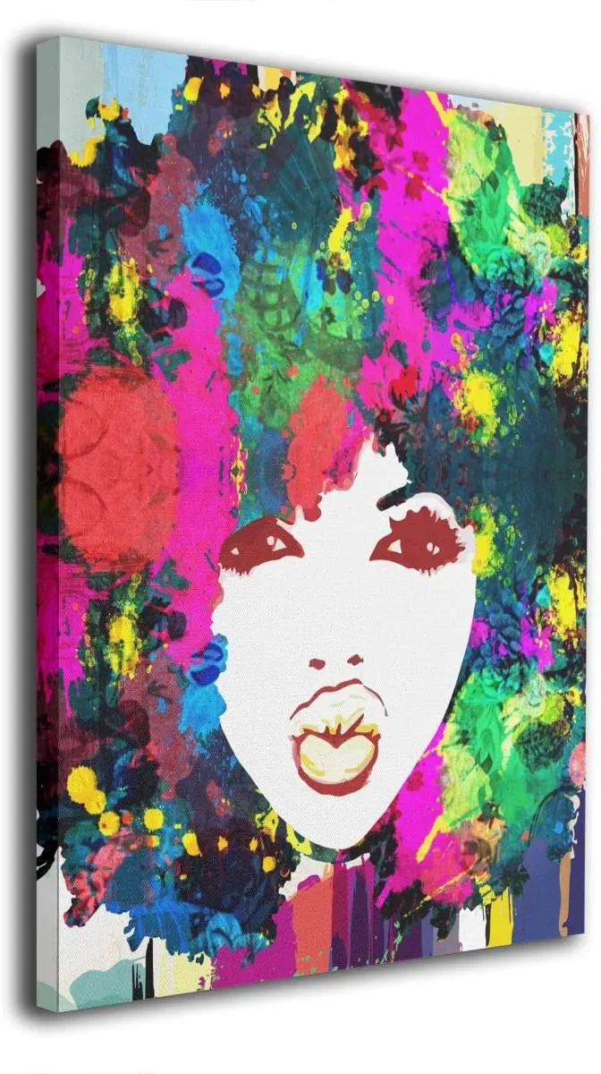 

Abstract African American Splashing Lady Afro Hair Oil On Canvas Wall Decoration For Home Office