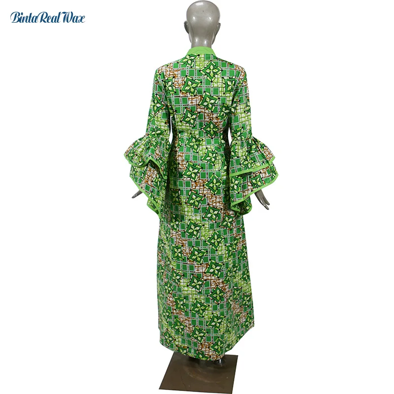 Новые длинные платья с Африканским принтом для женщин базин богатый 100% хлопок