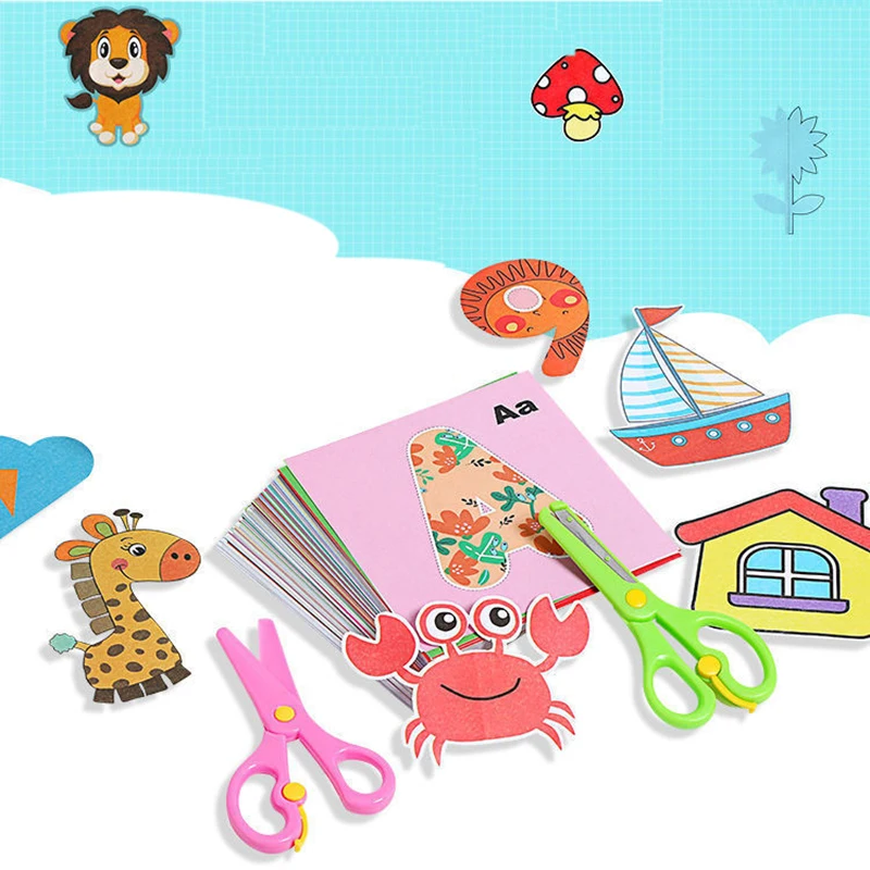 96 Pcs/Set Cartoon Color Paper Cutting Toys DIY Kids Craft Animal Handcraft Art Learning Educational Toy | Игрушки и хобби