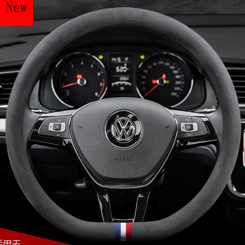 Universal Steering Wheel Cover Leather 3738cm Car Models  for Volkswagen Bora Sagitar Passat Magotan Tiguan Sagitar Tayron
