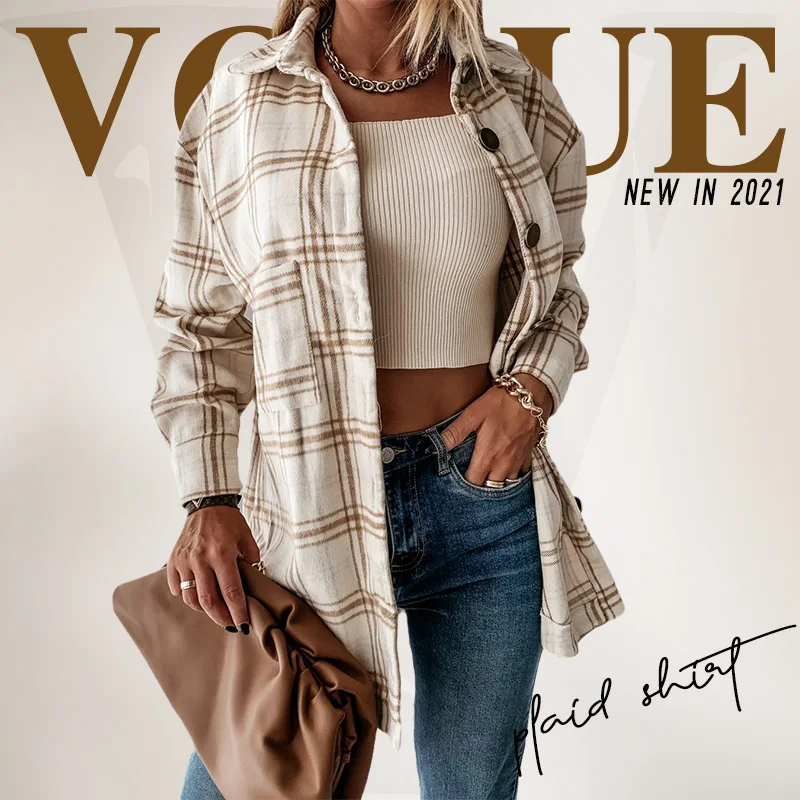 

Shirt Women's Design Sense 2021 Spring/autumn New Loose-fitting Retro Grinding Hair Plus Thick Overlay Shirt Jacket Women's Top