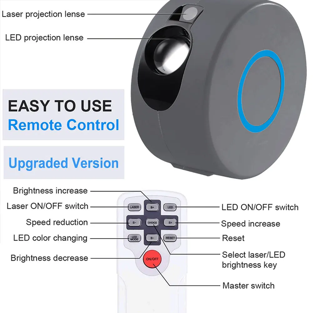 

3D Galaxy Projector Night Light Led Starry Star Sky Projector Light Bedroom Decor Night Lighting Christmas Decorations For Home