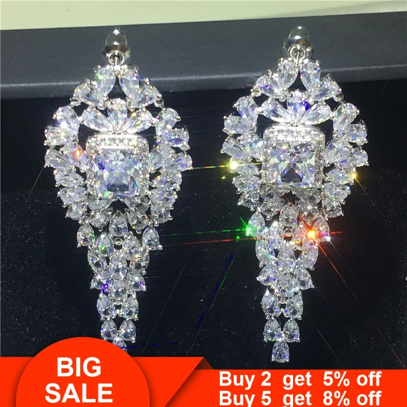 Роскошные серьги-подвески с цветочным украшением из Earrring AAAAA cz 925 серебро