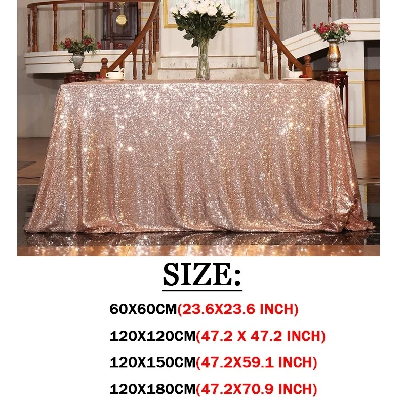 1PC Multi-Color Glitter Sequin Table Cloth Rectangular Table Cover Rose Gold/Silver Tablecloth For Wedding Party Home Decoration images - 6
