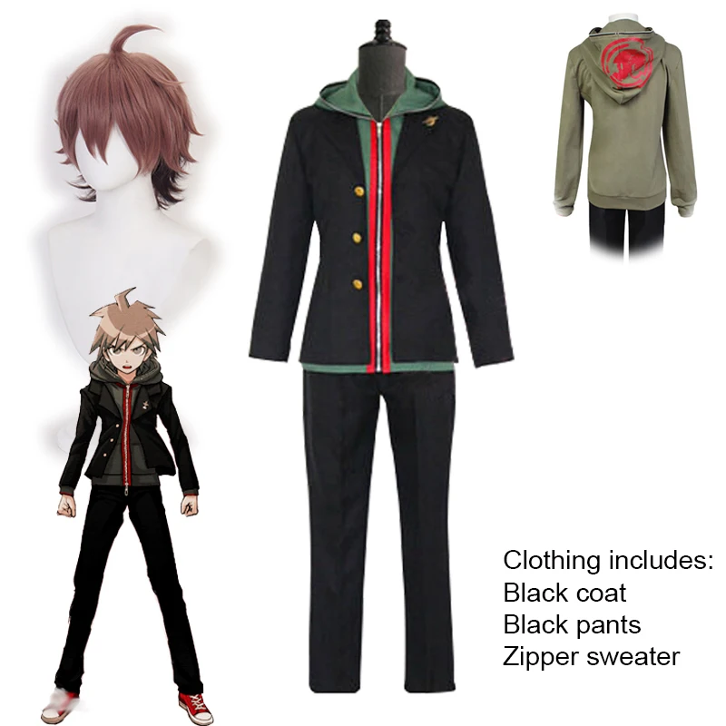 Makoto Naegi костюм для косплея DanganronpaTrigger Happy Havoc парик Хэллоуин Взрослый унисекс