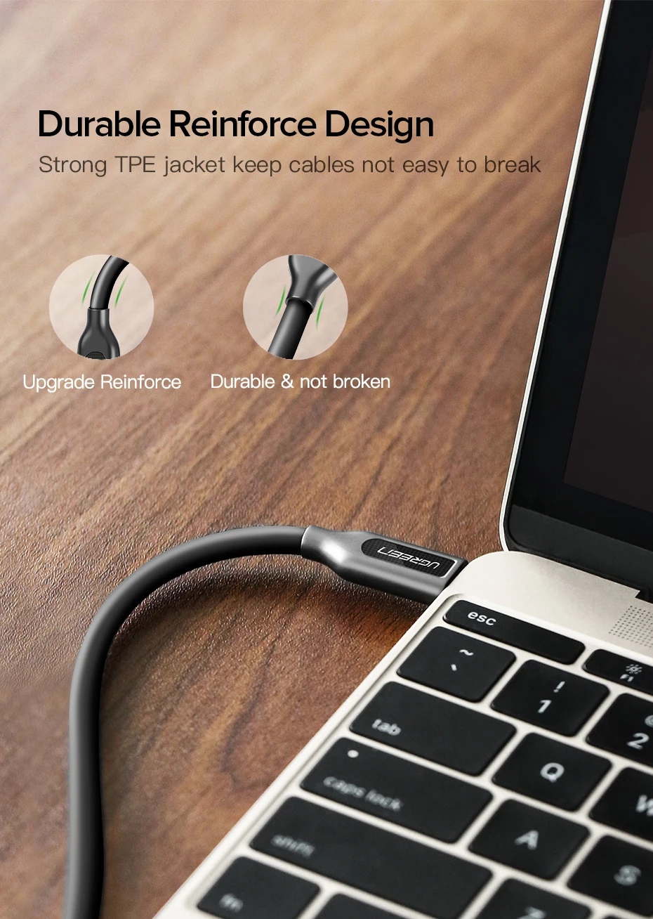 Ugreen PD 60 USB C к USB C 3,1 кабель для samsung Galaxy S10 S9 3A быстрое зарядное устройство кабель для передачи данных для Macbook