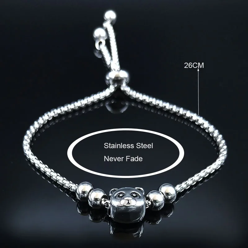 2021 модные браслеты из нержавеющей стали с изображением медведя женские