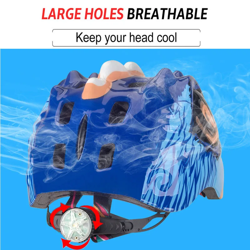 Детский велосипедный шлем с задним светильником детский спортивный для катания