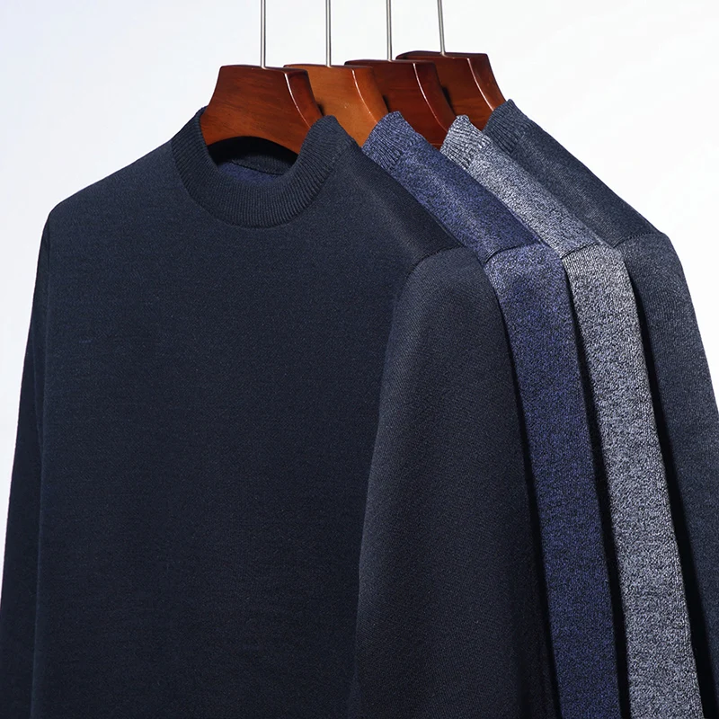 

Men's Casual Knitted Bottoming Shirt Autumn and Winter Thickening Warm and Comfortable Sweater Round Neck Slim Solid Color Top