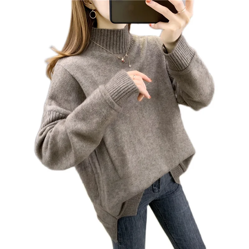 

Room 191906 on the row 4, 5] make pure color turtle neck split pullovers [1128] 60