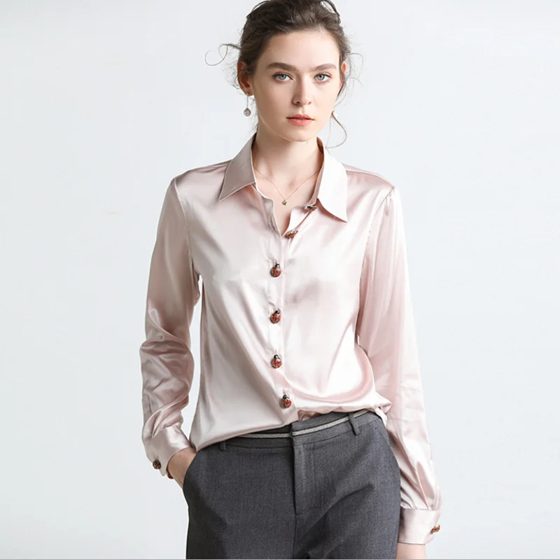 Европейская и американская женская рубашка 100% из натурального шелка 16 мм Тяжелая