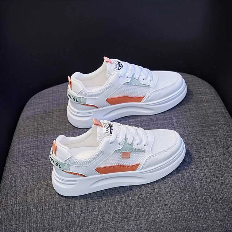 

Fashion Korean Women Sneakers Casual Shoes Woman Lace Up Thick Sole Chunky Platform Sneakers 2020 Spring Female Shoes Breathable