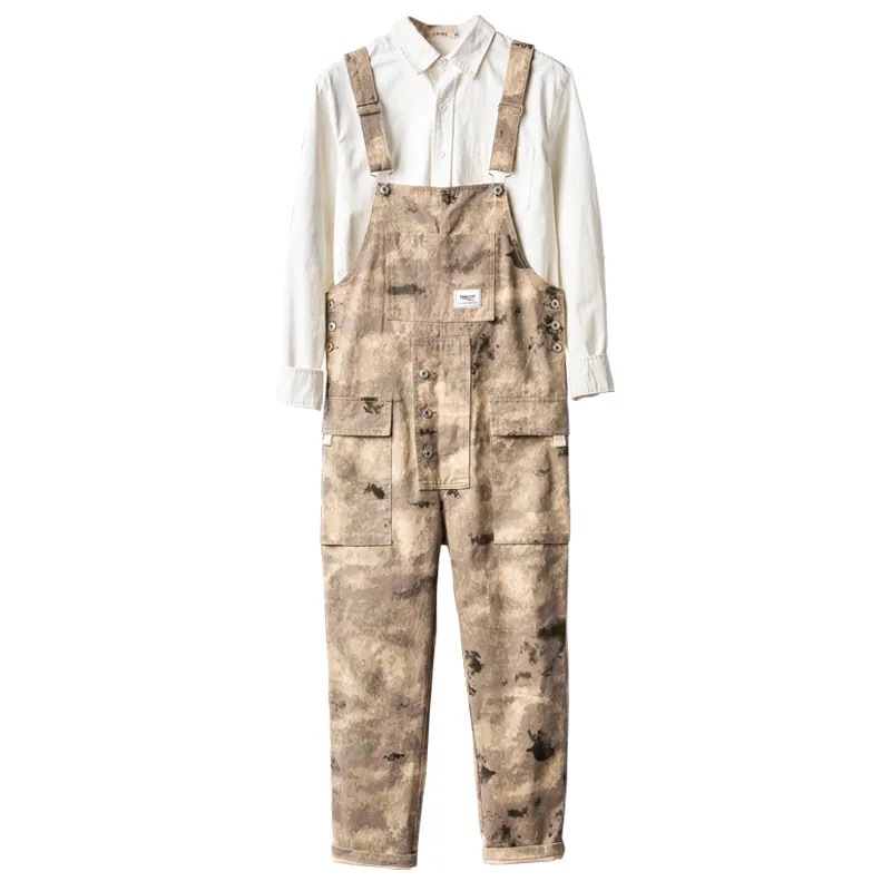 

KIMSERE Men's Workwear Camouflage Jeans Overalls With Pockets Fashion Camo Cargo Denim Bib Jumpsuits Suspender Pants For Man