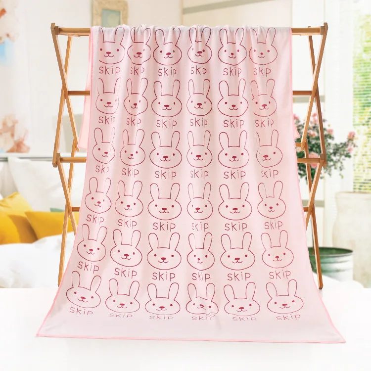 Rabbit 1-Light pink 70*140 см высококачественное Впитывающее банное полотенце из микрофибры с кроликом для ванной комнаты, мягкое однотонное полотенце с рисунком для взрослых - Цвет: Rabbit 1-Light pink