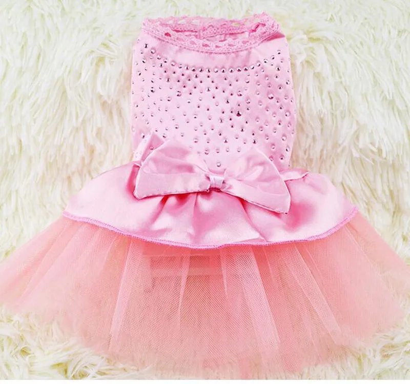 Летнее платье для собак глажка юбка с алмазным сердцем питомцев одежда щенков