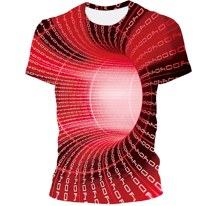 

2021 new 3D printing Tshirt technology abstract pattern T-shirts men's round neck fashion color short-sleeved T-shirt