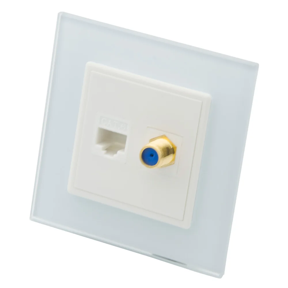Стандарт ЕС 1 Gang 80 Style CAT6 RJ45 F RG6 TV розетка к розетке настенная пластина с закаленной