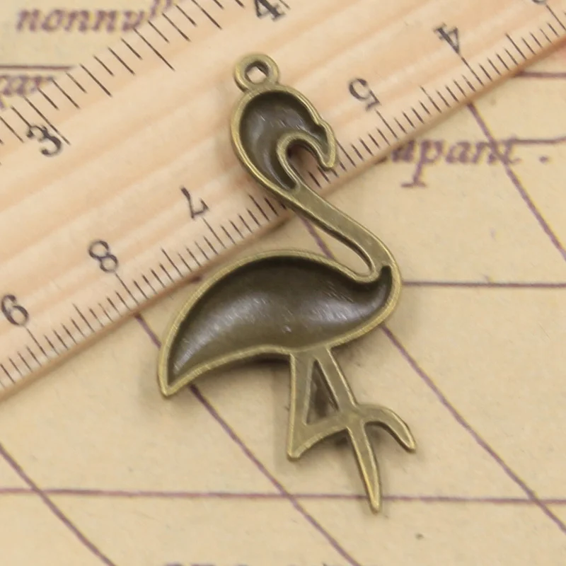 8 шт. Подвески с одной подставкой кран Фламинго 25x46 мм античная бронза серебряный