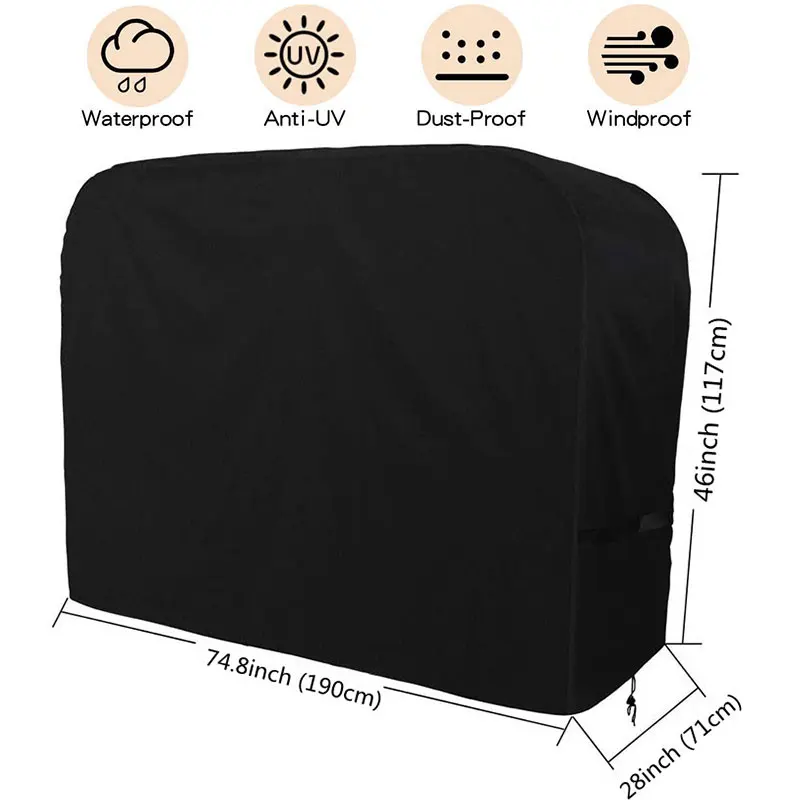 

190x71x117cm Barbecue Cover 420D Oxford Cloth Outdoor BBQ CoverFurniture Dust Cover With Four-corner Buckle Oven Black BBQ Cover