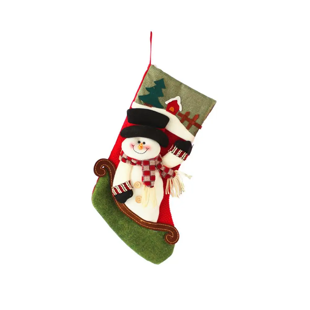 

1PC Adorable Christmas Stocking Large Holiday Gift Candy Bag Personalized Christmas Stocking With Cute Patterns Exquisite Poc