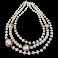 y ying 3 rows cultured white freshwater pearl flower olive shape pearl necklace 18