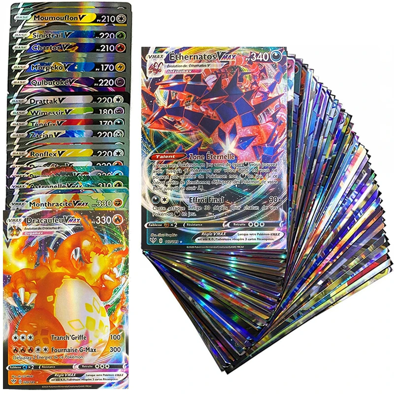 

French Pokemon Card Shining V VMAX TAG TEAM GX MEGA EX Card Box Display Carte Pokémon Francaise Playing Game kids Toy Gift