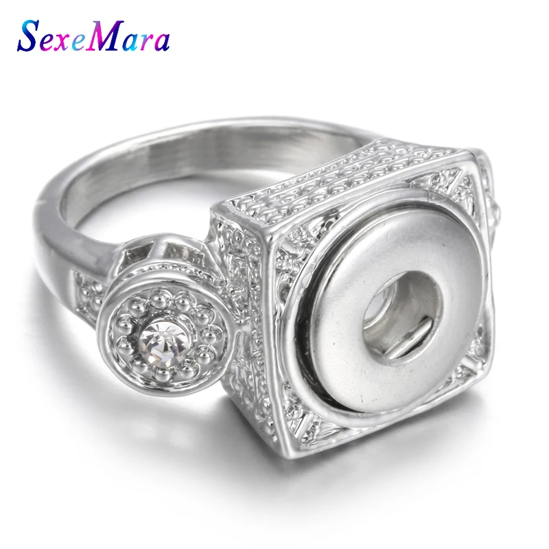 Новинка 12 мм кольцо с кнопками ювелирные изделия Стразы Мини Серебряный цвет для