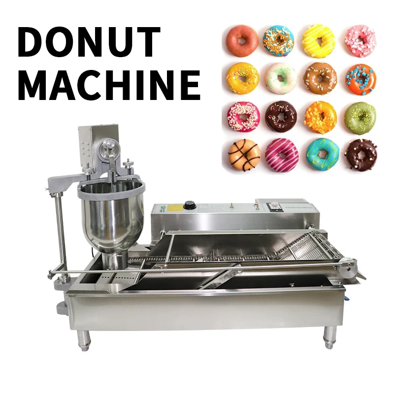 220V Commercial double row electric heating automatic donut machine, electric donuts fryer, stainless steel donut making machine