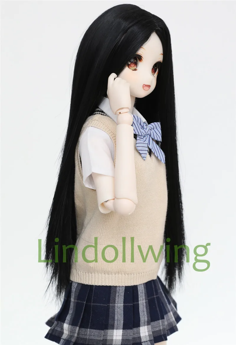 1/3 парик для шарнирной куклы Pullip Dal DD SD LUT Dollfie кукол 8-9 дюймов длинный черный 4B |